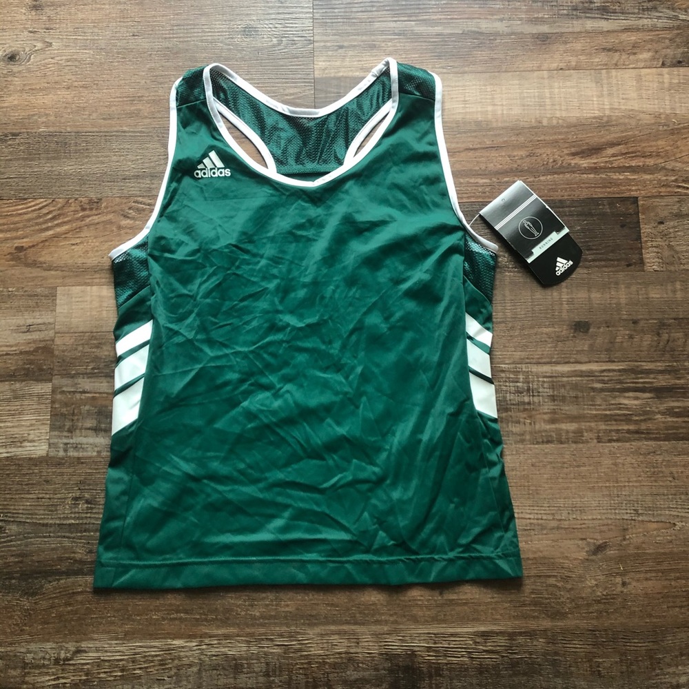 adidas Green and White Racerback Tank Top